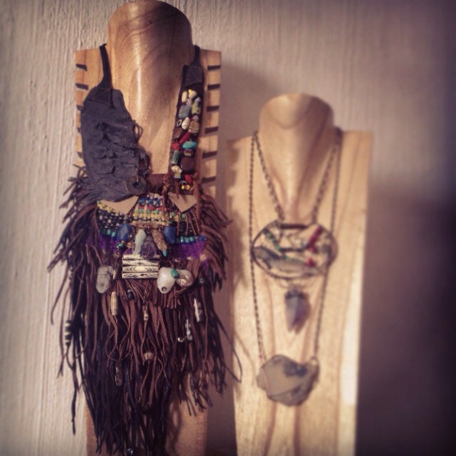 Tribal Inspired Woven & Leather Fringe Neckwear