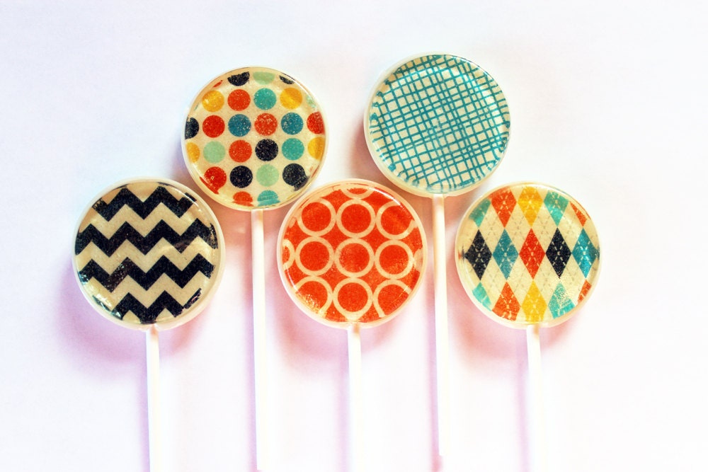 Retro fashion edible images hard candy lollipops -  2" lollipops - 5 pc. - MADE TO ORDER - VintageConfections