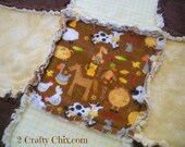 Farm Animals Flannel Rag Edge Quilt Blanket