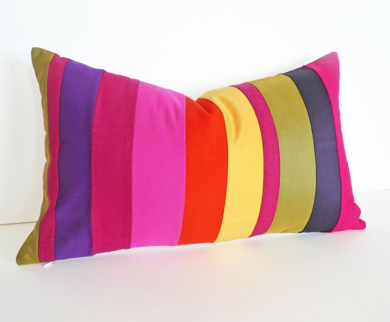Neon Bright Color Block Pillows Covers, Bold Vibrant Striped Pillow, NEW Spring Stripes, Color Bandied, Bohemian Decor, Oblong 12x20
