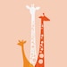 Giraffe Trio 16X20" Giclee Print. Pink/Orange/Poppy.