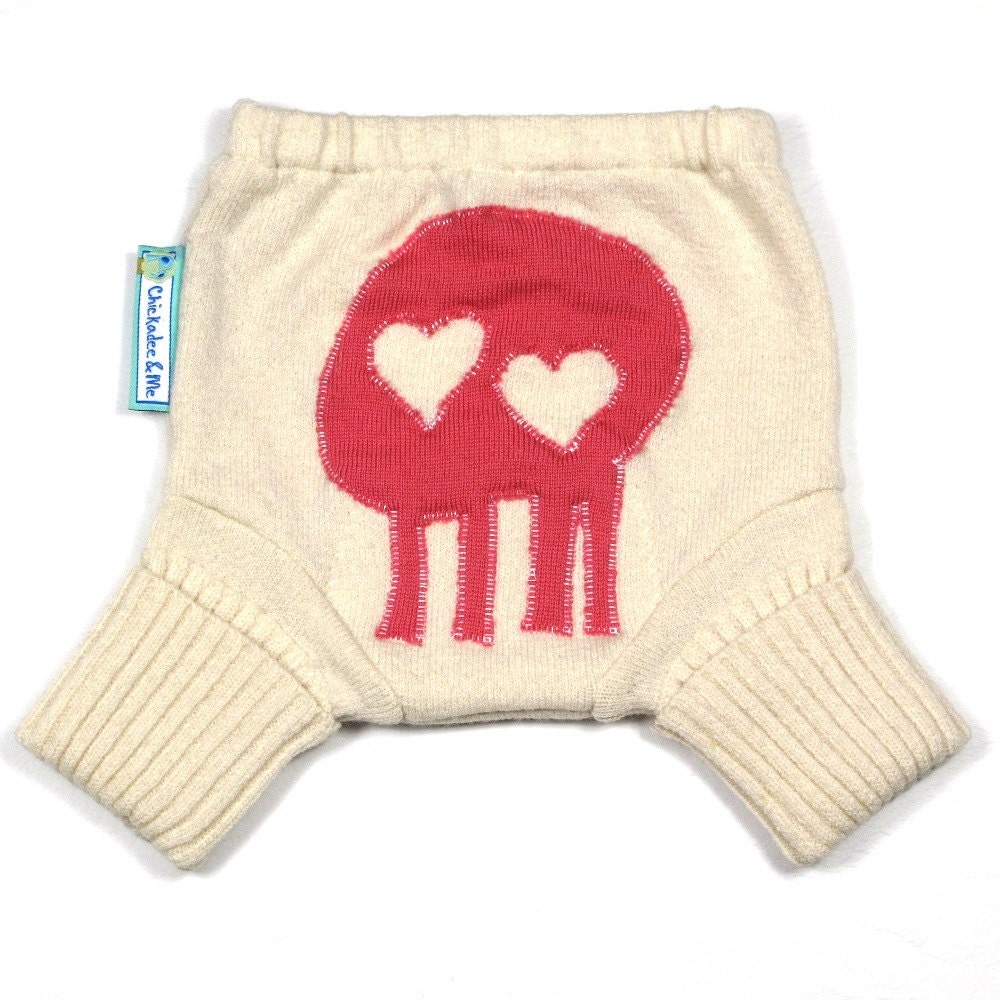 Wool Shorties Diaper Cover - SKULL SWEETZ - X-Small Newborn
