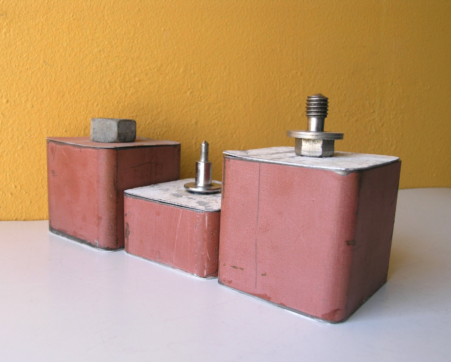 One Mixed Media Keepsake Box, Industrial Decor, trinket box