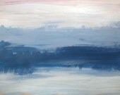 The Other Side Of The River, small acrylic abstract landscape painting by Rowena Murillo