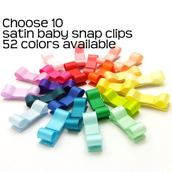Pick 10 Baby Hair Clips, Hair Clips for Babies, Mini Snap Clips Satin Tuxedo Bows, No Slip Grip, Choose Colors, bows for fine hair