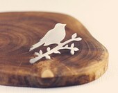 Bird - branch - woodland - forest - pin - brooch - sterling silver - etsymetal team - handmade