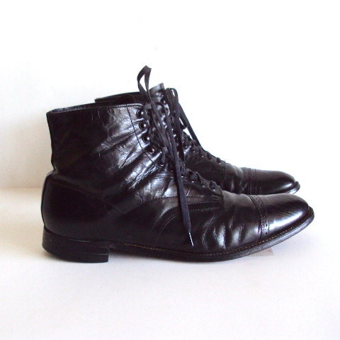 Vintage Black Leather Mens Stacy Adams Oxford Dress Shoe Size  10