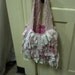 shabby chic rag ruffle purse pocketbook vintage chenille bedspread roses pink white aqua upcycled