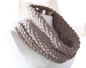 Beige Circular Hand Knit Big  Hodie Cowl - For him her men gift -Unisex