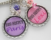 Personalized Name BIG SISTER Charm Necklace Baby Shower, Birthday Gift, New Baby Gift, Children Jewelry