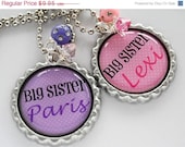 SUMMER SALE - Personalized Name BIG Sister Charm Necklace -  Baby Shower, Birthday Gift, New Baby Gift