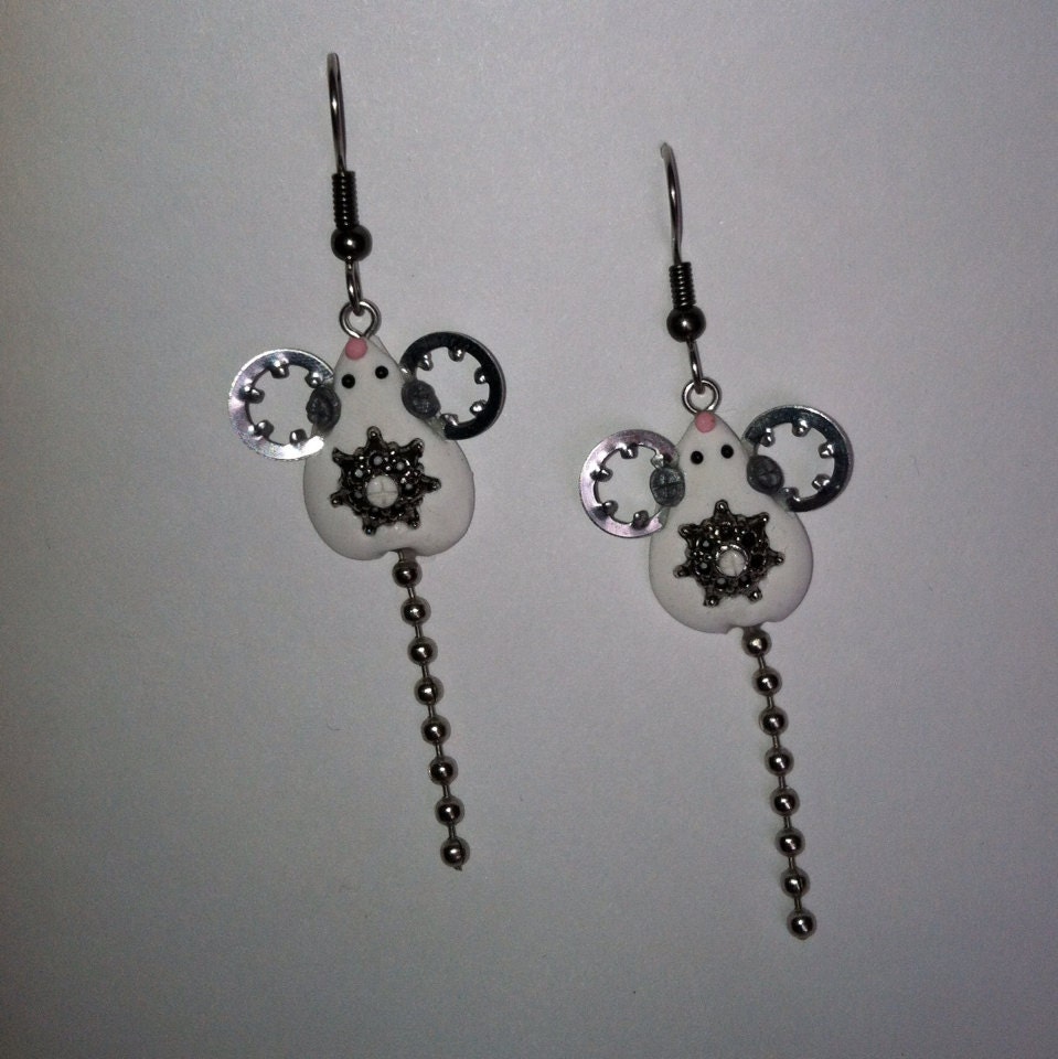 Steampunk Mice Or Rats Earrings Polymer Clay Jewelry