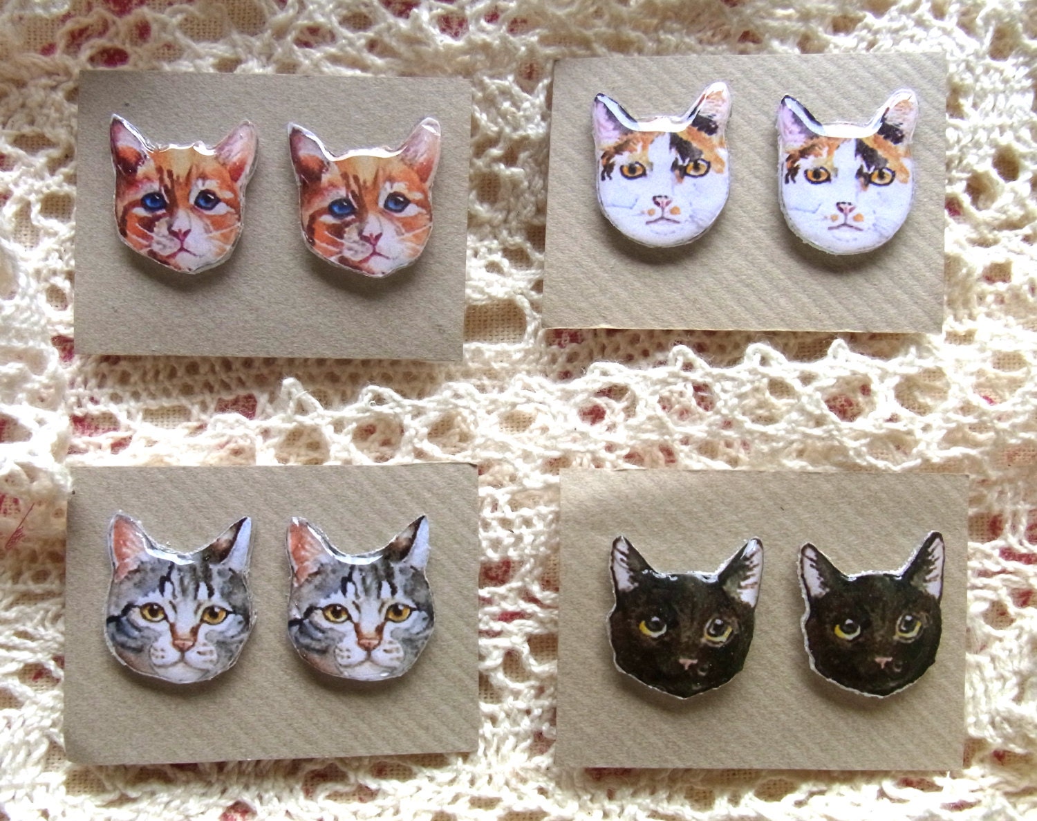Cute Little Cat Kitten Stud Earrings