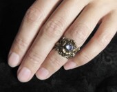Haunted Flowers Top Knuckle Ring - Choose Your Color - Swarovski and Brass