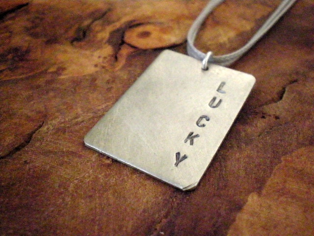 Personalized necklace - Hand stamped jewelry - Lucky tag necklace