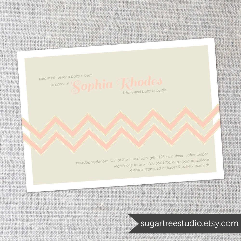 Chevron Baby Shower - Custom Baby Shower Invitation