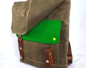 Green Grass Waxed Canvas Backpack