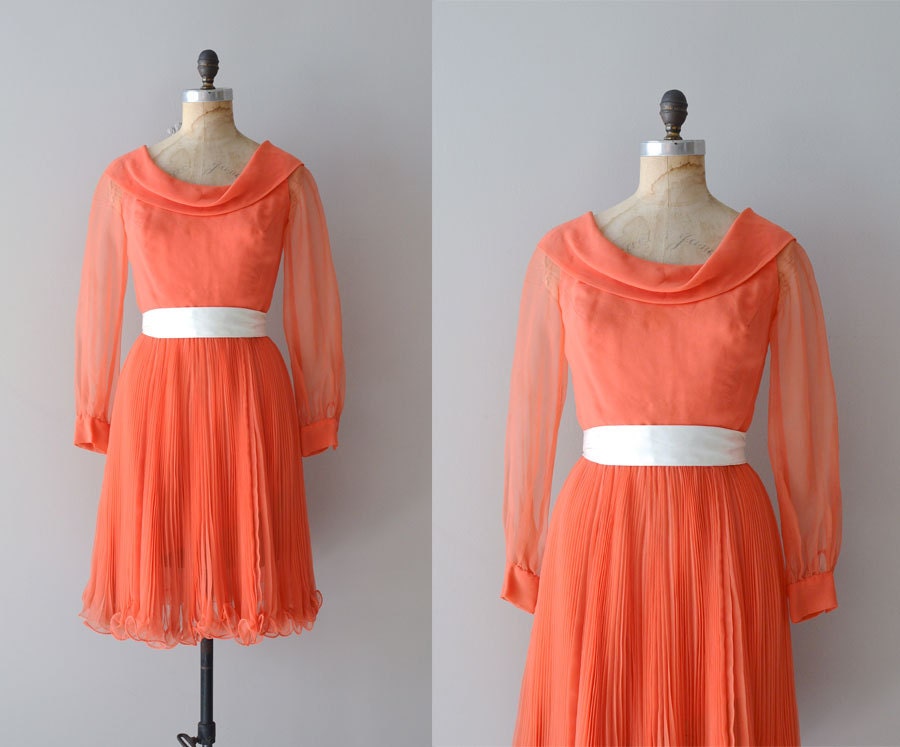 60s chiffon dress / vintage 1960s dress / Sweet Clementine dress