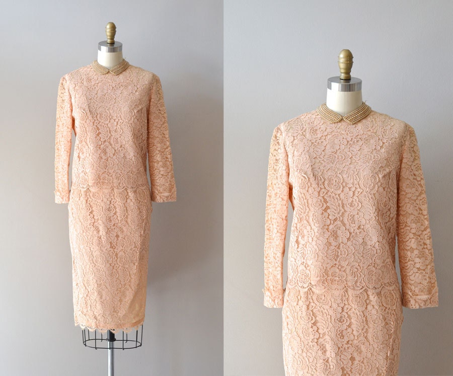 lace 60s dress / 1960s dress / Decalogue dress set