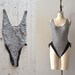 vintage 1980s swimsuit / striped bathing suit / French Girl swimsuit