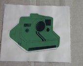Faded Vintage Polaroid Camera Fabric Panel Hand Screen Printed