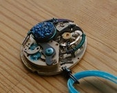 Meteor-powered Blue Clockwork Contraption Pendant