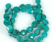 ON SALE blue green TURQUOISE faceted Briolette beads long drilled pear briolettes 9-10mm  -  8.25 inches