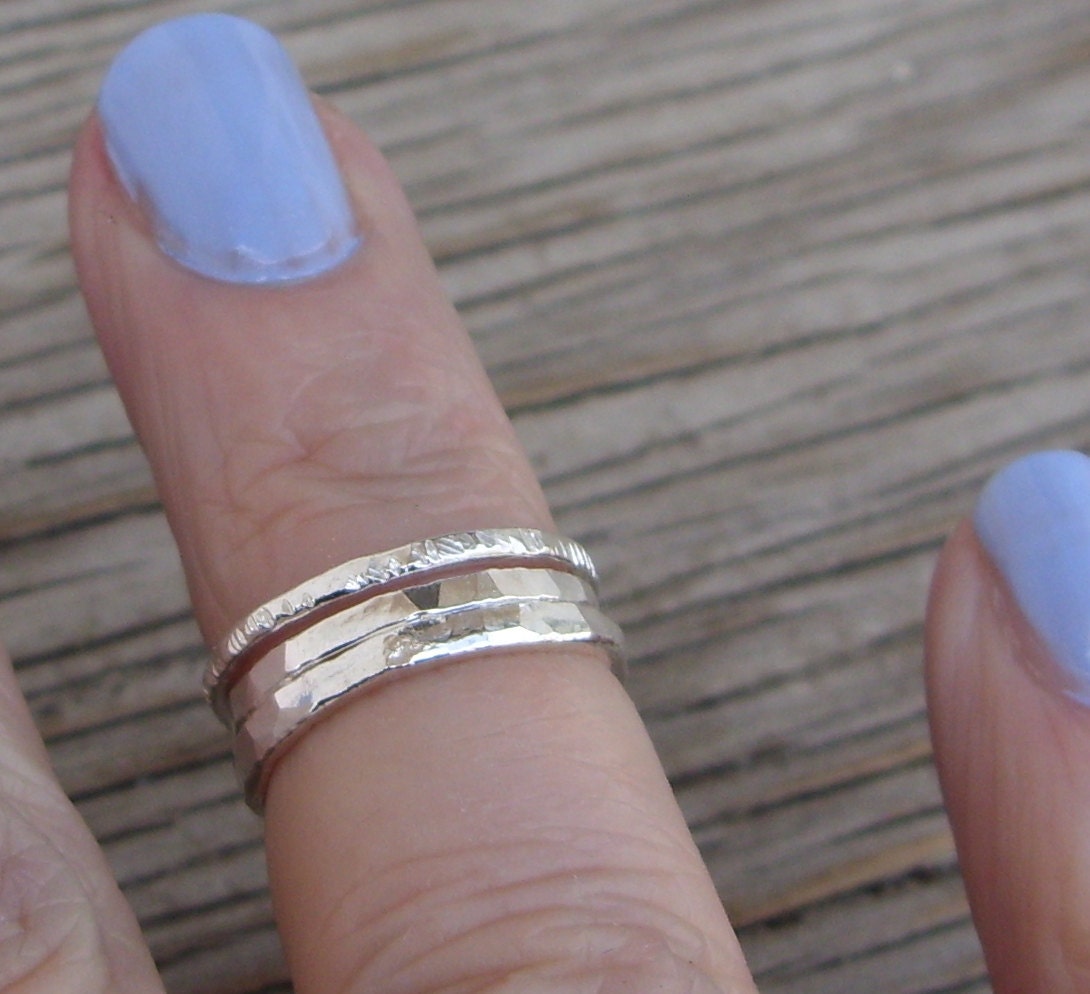 ONE Midi Stacking ring handmade from fine silver knuckle ring skinny stacker ring- size 2