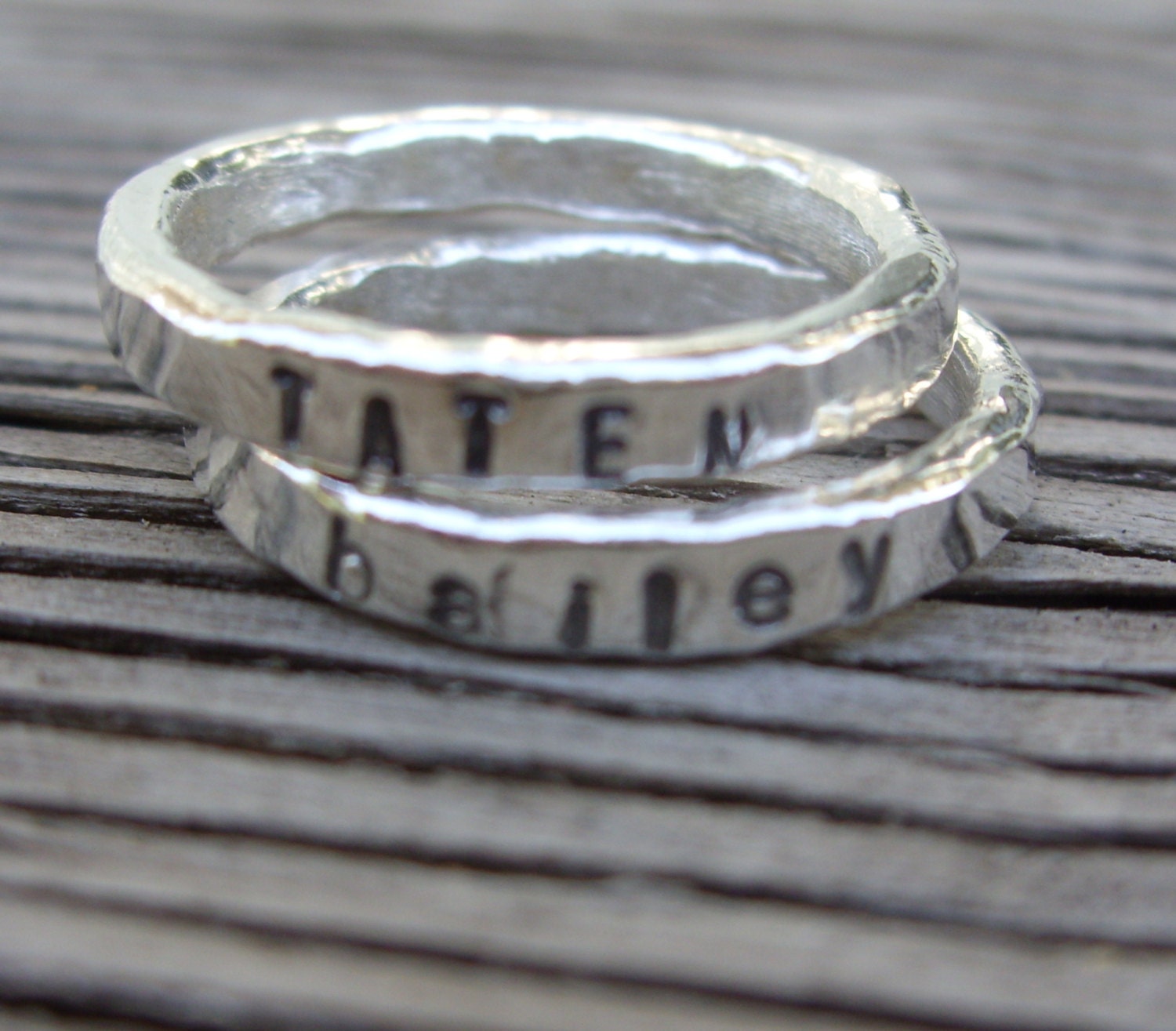 Made to order- ONE 3mm fine silver stacker ring- hand stamped with your choice of phrase-words