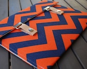iPad Case / iPad 4 Case / iPad 1 Case / iPad 3 Cover / iPad 1 Cover / iPad Sleeve / iPad Holder - Chevron Navy Blue and Orange