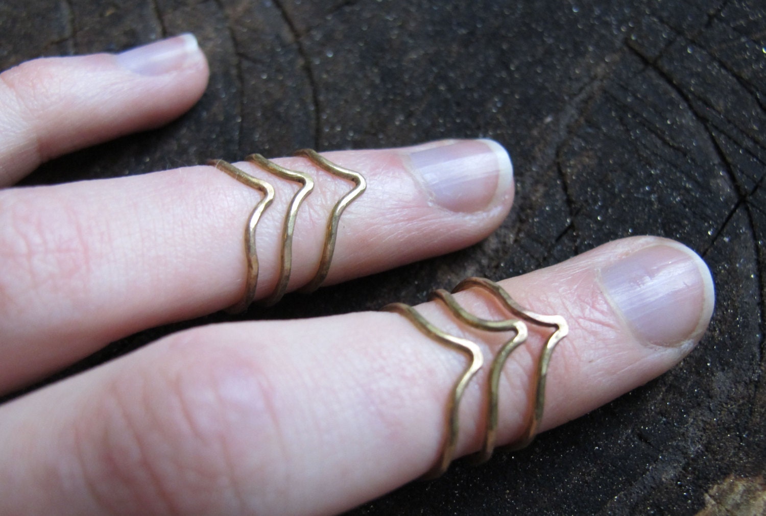Brass Chevron Knuckle Ring (single)