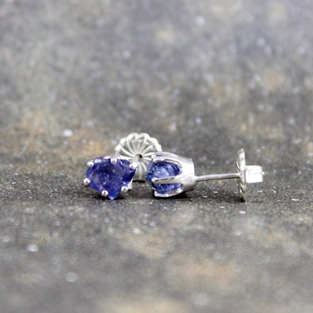 Uncut Raw Rough Tanzanite Earrings Raw Gemstone Earrings