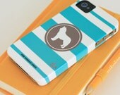 iPhone 4 and 4s Dog Silhouette Custom Phone Case Preppy Stripes