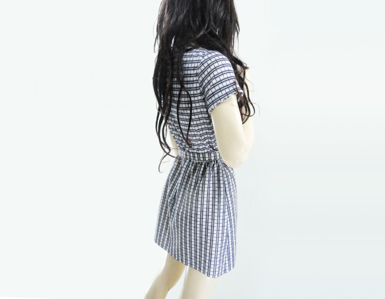 Vintage 60s Mini Dress Designer Black / White Checks / xs / s