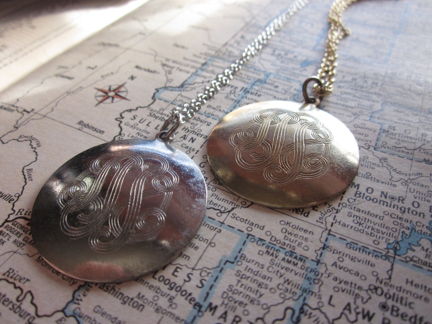 The Katrina Necklace - Vintage Engraved Pendant Necklace