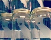 4 Custom 16 oz. Etched Mason Jars - Set of 4