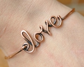 Love Bracelet, Bangle. Copper, Oxidized, Custom sized, Wire Jewelry