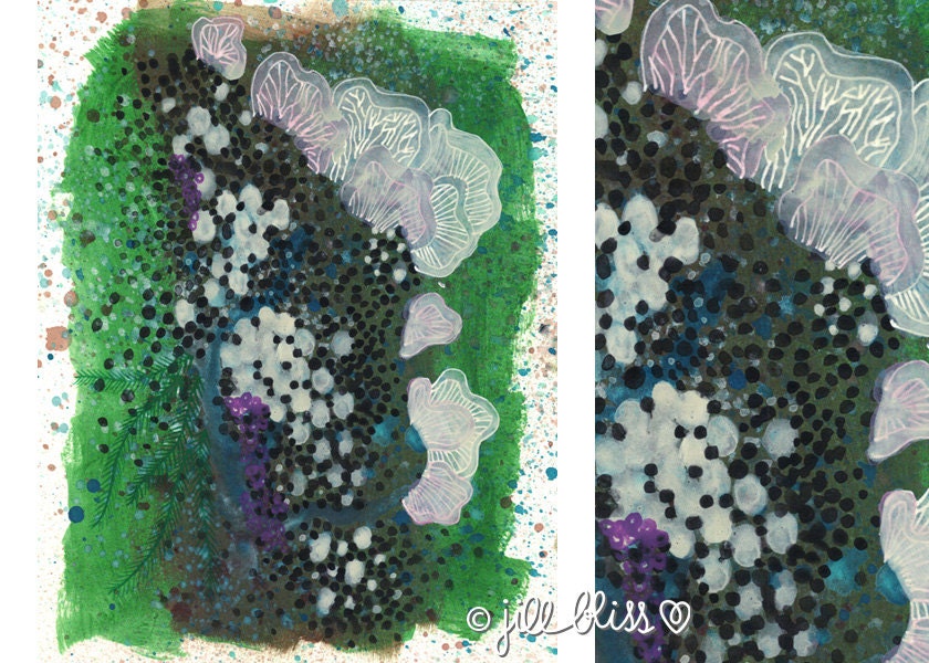 Fungus Wood, 8" x 10" original mixed media artwork on paper
