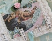 Virgin Mary  Mini Journal Blessed Mother Gift Aqua Ribbons