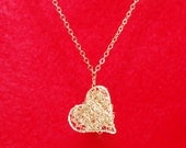 Gold heart pendant necklace petite Intertwined heart necklace miniature in 14kt Gold Fill Eco Friendly