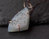Spotted Pale Blue Druzy Chalcedony Necklace