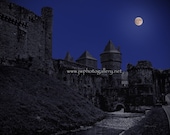 Full Moon Over Chateau Fougères Brittany France 11x14 Fine Art Photography Photo Print