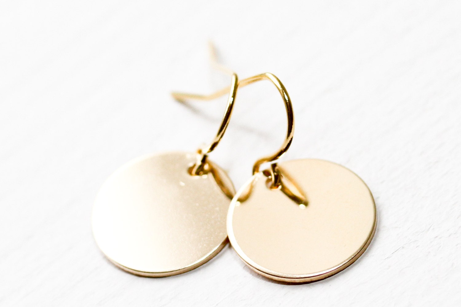 Gold earrings - gold disc earrings - bridesmaid gift - gold filled earrings - simple gold jewelry - gold everyday earrings