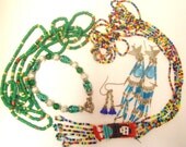 Deastash Random Beads Seed Wire Wrap Earrings Native America Gypsy Green Red Rainbow Blue Pink Yellow Strung Hank Flower