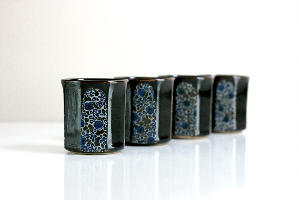 Vintage Stoneware Hand Decorated Mugs