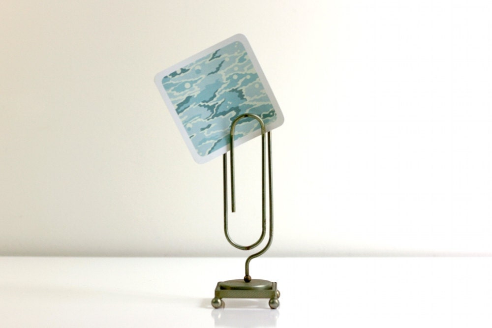 Vintage Brass Paper Clip Note Holder