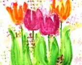 Bright Tulips Watercolor Print
