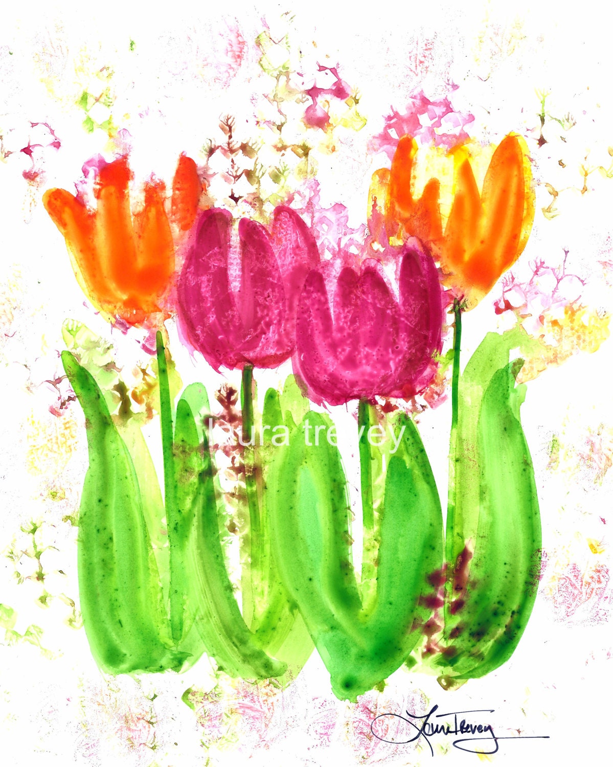 Bright Tulips Watercolor Print