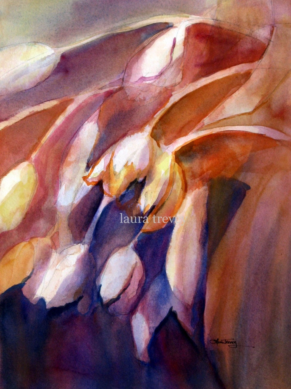 Cascading Tulips Watercolor Print