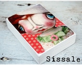 Sissalee - ACEO Mini Original Art Doll Print Mounted on Wood Block by GRIMITIVES